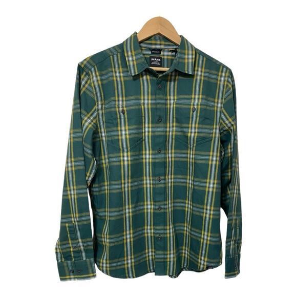 Prana  Men's Long Sleeved Dolberg Flannel Shirt Green Plaid Size Small NEW - Picture 6 of 6